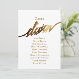 Gold Elegante Script-Tischnummer 11 Seating Chart Einladung