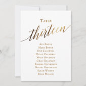 Gold Elegante Script-Tischnummer 13 Seating Chart Einladung (Vorderseite)