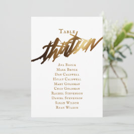 Gold Elegante Script-Tischnummer 13 Seating Chart Einladung