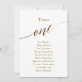 Gold Elegante Script-Tischnummer 1 Seating Chart Einladung (Vorderseite)