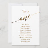 Gold Elegante Script-Tischnummer 1 Seating Chart Einladung (Rückseite)