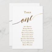 Gold Elegante Script-Tischnummer 1 Seating Chart Einladung (Vorne/Hinten)