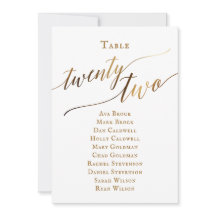 Gold Elegante Script-Tischnummer 22 Seating Chart