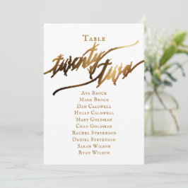 Gold Elegante Script-Tischnummer 22 Seating Chart Einladung