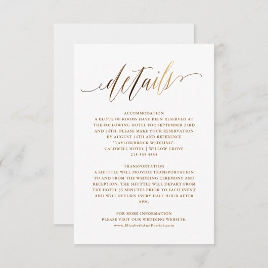 Gold Elegante Script Typografie Einladung (Vorne/Hinten)