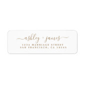 Gold Elegante Script Wedding Rücksendeadresse (Vorne)