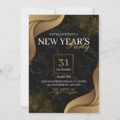 Gold Elegante Silvester-Party Einladung (Vorderseite)