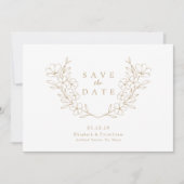 Gold Elegante Simple Cherry Blooming Blossom Kranz Save The Date (Vorderseite)