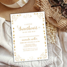 Gold Elegante Sweetheart Valentine Baby Shower