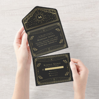 Gold Elegante Tarot Card Geburtstag All In One Einladung