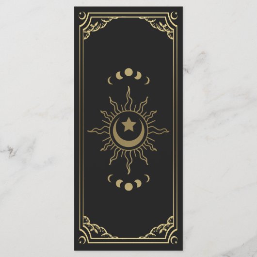 Gold Elegante Tarot Card Hochzeit Menükarte (Rückseite)