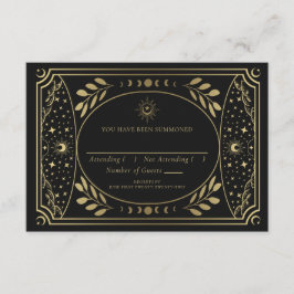 Gold Elegante Tarot Card Wedding RSVP Begleitkarte