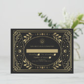 Gold Elegante Tarot Card Wedding RSVP Einladung (Stehend Vorderseite)