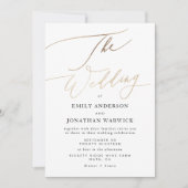 Gold Elegante traditionelle kalligraphische Hochze Einladung (Vorderseite)