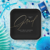 Gold Elegante Trendige Kalligrafie Schrift Graduie Pappteller (Party)