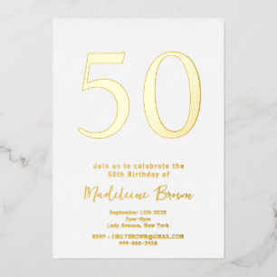 Gold Elegante Typografie 50. Geburtstag Folieneinladung