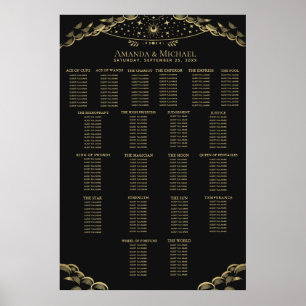 Gold elegante Übersicht über das mystische Tarot b Poster