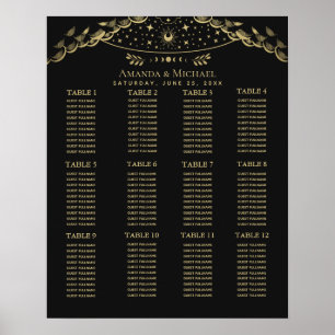 Gold elegante Übersicht über das mystische Tarot b Poster