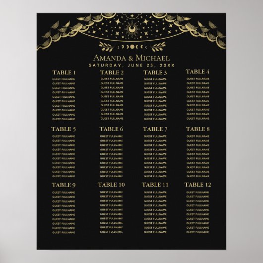 Gold elegante Übersicht über das mystische Tarot b Poster (Vorne)
