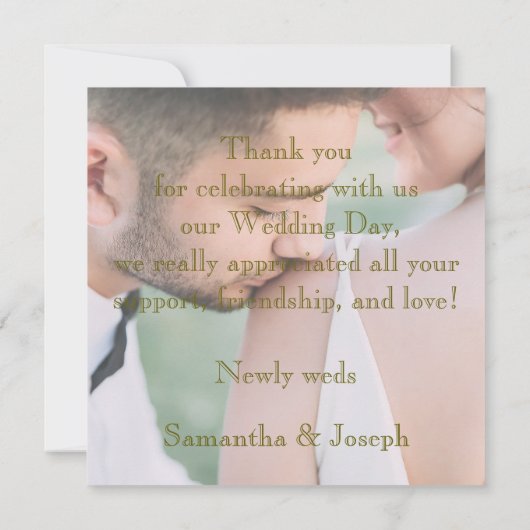 Gold Elegante Vielen Dank für Ihre Hochzeit Foto-K Einladung (Rückseite)