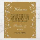 Gold Elegante Vintage Wedding Welcome Basket Weinetikett (Einzelnes Label)