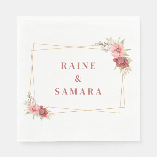 Gold Elegante Wedding Paper Napkins Serviette (Vorderseite)