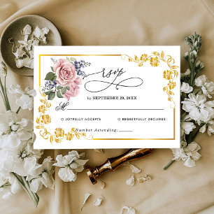 Gold Elegante Wedding RSVP Card
