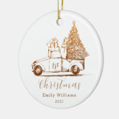 Gold Elegante Weihnachtsbaum Baby's First Christma Keramik Ornament (Links)