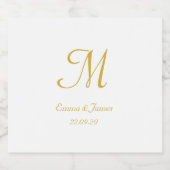 Gold Elegante White Script Monogram Gastgeschenk H Alkoholflaschenetikett (Einzelnes Label)