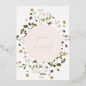 Gold Elegante Wildblume Pampas Floral Baby Dusche Folieneinladung (Rückseite)