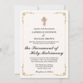 Gold Eleganter Border Nuptial Mass White Einladung (Vorderseite)