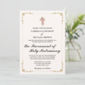 Gold Eleganter Border Nuptial Mass White Einladung (Stehend Vorderseite)