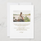 Gold Eleganter Calligraphy Foto Abschluss Einladung (Rückseite)