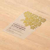 Gold - Eleganter Hibiskus Beach Wedding Acryleinladungen (Ablage )