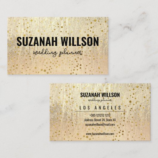Gold Eleganter Hintergrund mit goldener Paint Spla Visitenkarte (Vorne/Hinten)