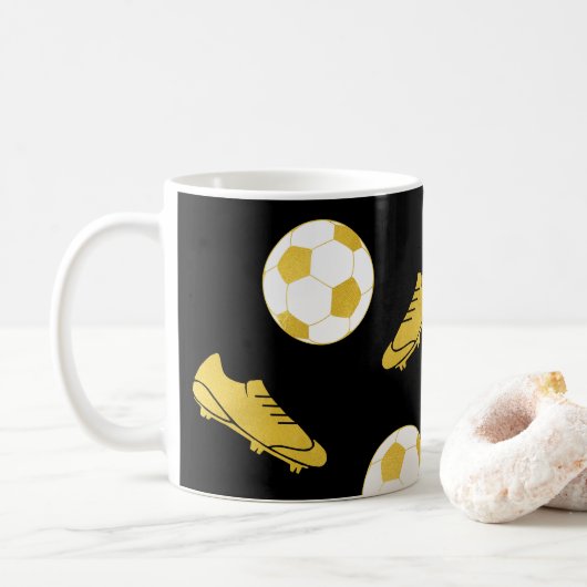 Gold Eleganter klassischer Fußball reinigt Ball Bl Kaffeetasse (Mit Donut)