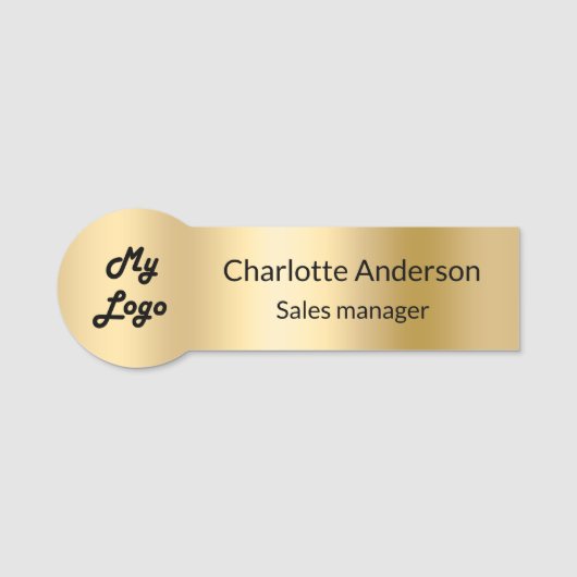 Gold eleganter Logoangestellter Namensschild (Vorderseite)