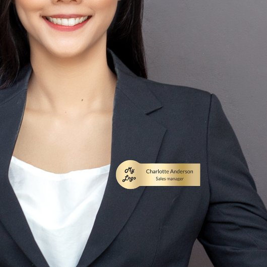 Gold eleganter Logoangestellter Namensschild