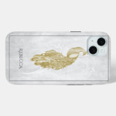 Gold Eleganter Pfau Personalisiert Case-Mate iPhone Hülle (Rückseite (Horizontal))