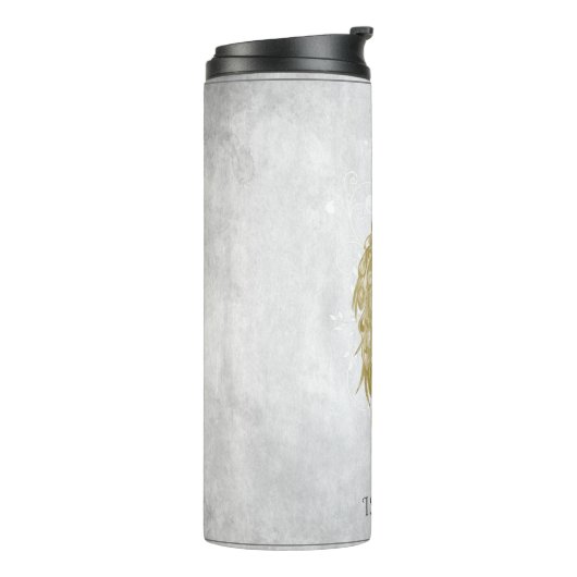Gold Eleganter Pfau Personalisiert Thermal Tumbler Thermosbecher (Nach links gedreht)