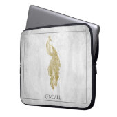 Gold Eleganter Pfau Personalisierter Laptop-Sieb Laptopschutzhülle (Vorderseite Links)