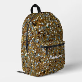 Gold Eleganter Simulierter Schimmernder Partikelef Bedruckter Rucksack