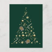 Gold Eleganter Weihnachtsbaum über Smaragdgrüne We Postkarte (Vorderseite)