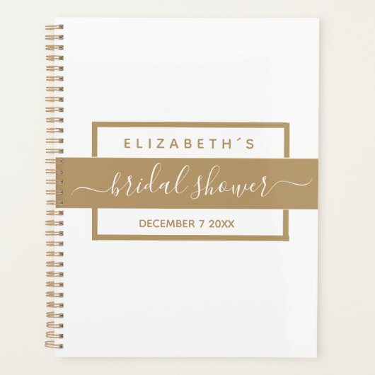 Gold Elegantes Brautparty White Keepake Journal Planer (Vorderseite)