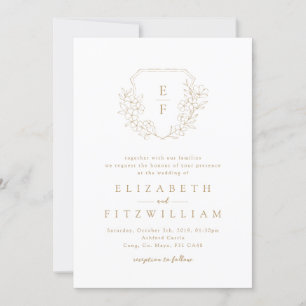Gold Elegantes einfaches Cherry Blossom Monogram W Einladung