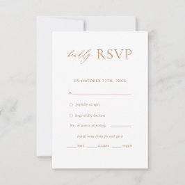 Gold Elegantes einfaches Hochzeitsmenü UAWG RSVP Karte