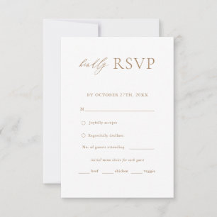 Gold Elegantes einfaches Hochzeitsmenü UAWG RSVP Karte