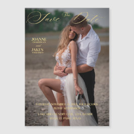 Gold Elegantes Foto Save the Date Magneteinladung