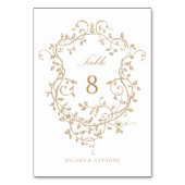 Gold Elegantes französisches Viktorianisches Wappe Tischnummer (Vorderseite)