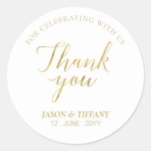 Gold   Elegantes Gastgeschenk Vielen Dank Runder Aufkleber
